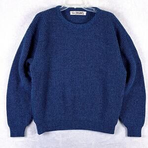 VTG Le Tigre Sweater Mens XL Blue Ribbed Preppy Heritage Cabin Classic 80s USA